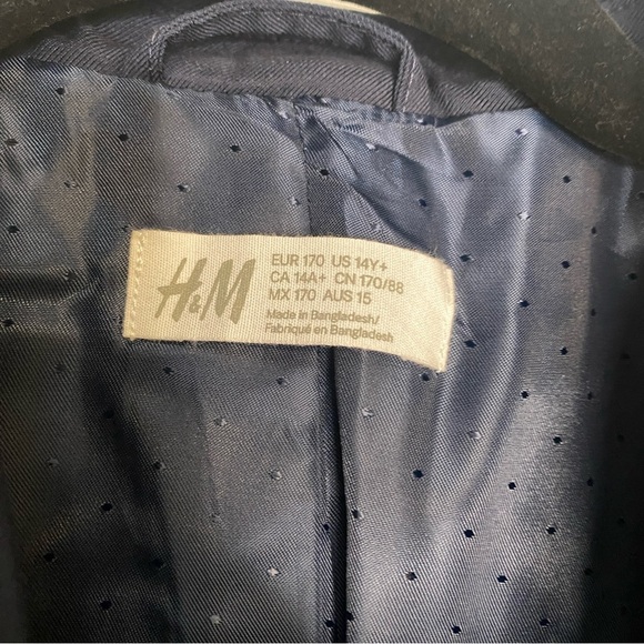 H&M Navy Blue Two Button Blazer Sport Coat Size 14+ Youth - Picture 5 of 7